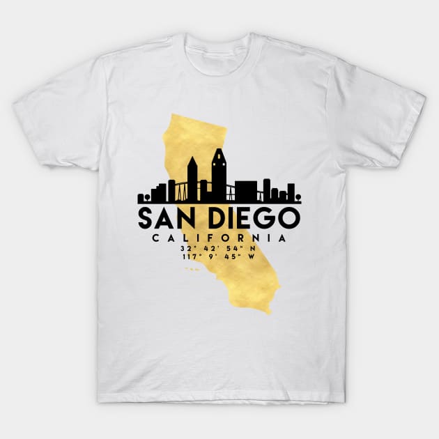 San Diego California Skyline Map Art T-Shirt by deificusArt